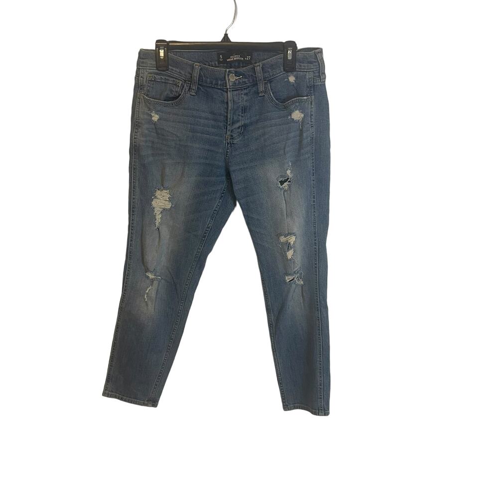 Hollister Vintage Boyfriend Jeans‎ 5 W27 Medium Wash Distressed Button Fly Denim